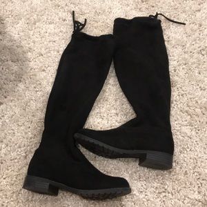 Kids Suede over the knee tie boots